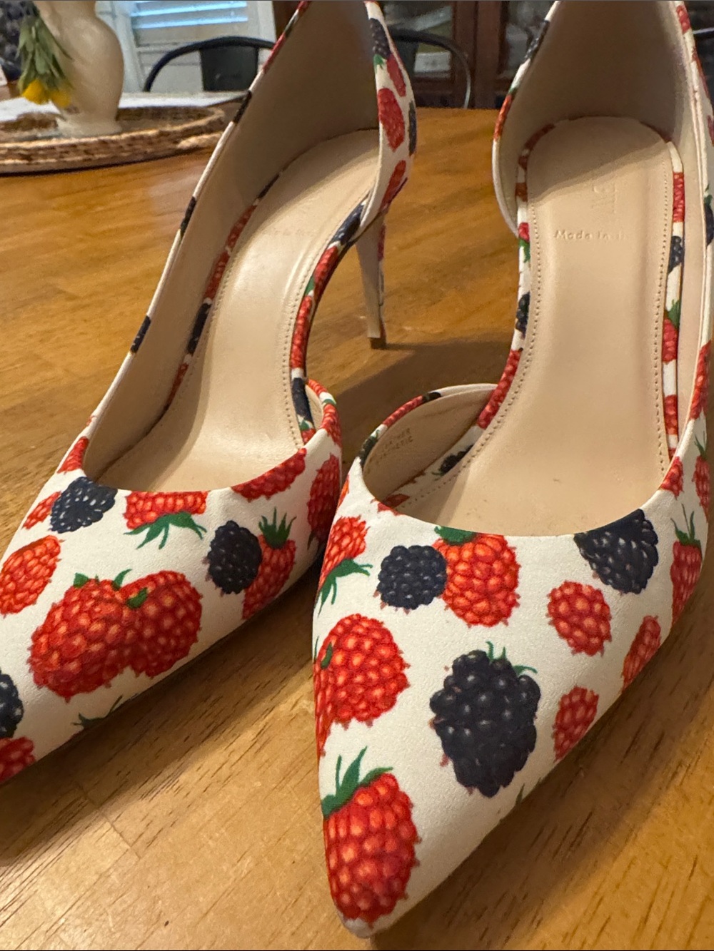 J crew Women's Raspberry Print Pointed-Toe Pumps - Brand Unspecified